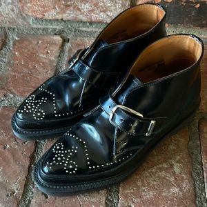 George Cox Creeper Black Leather Boot w/monk strap